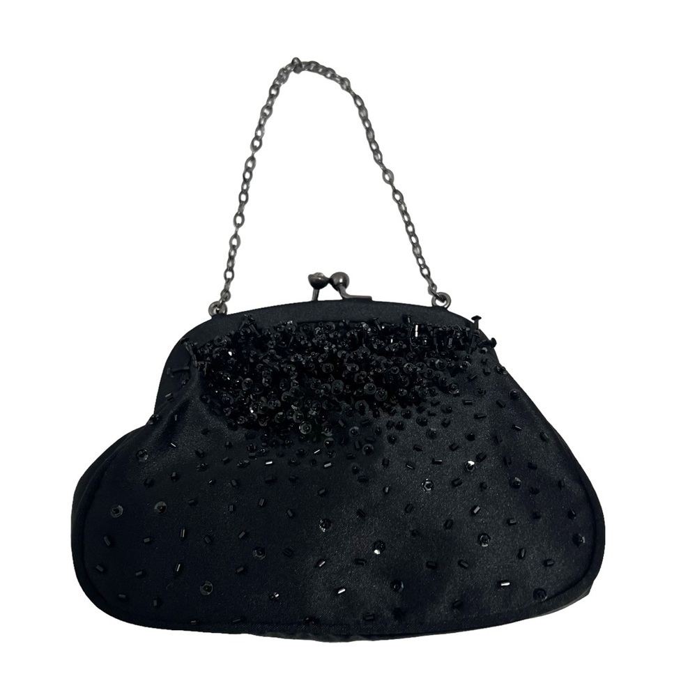ANN TAYLOR  Black Embellished Beaded Chained Evening Bag NWOT